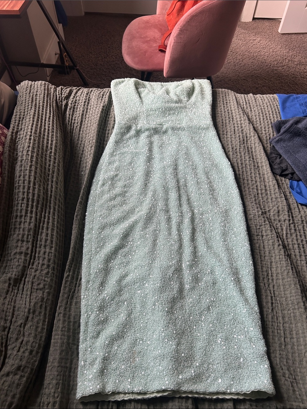 Dress the Population Mint Green Sequin Strapless Gown